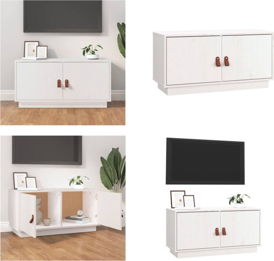 VidaXL Tv-meubel 80x34x40 cm massief grenenhout wit Tv-kast Tv-kasten Tv-meubel Hifi-meubel