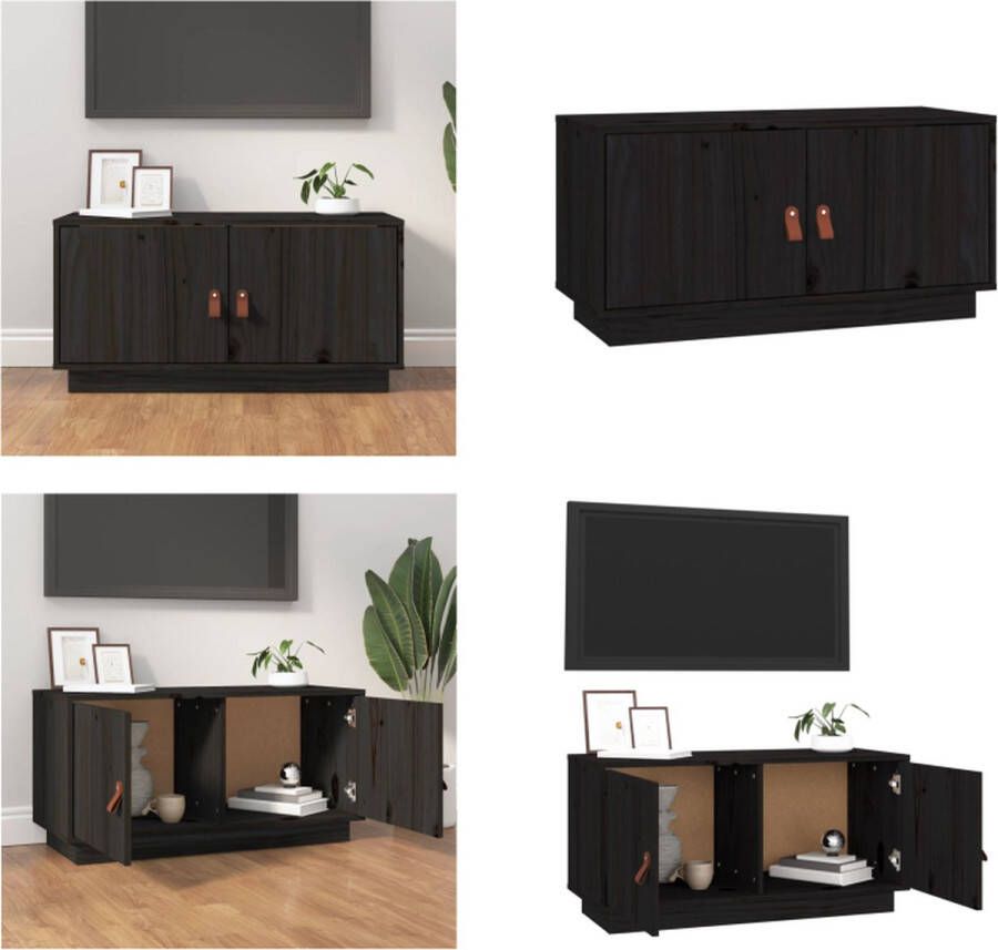 VidaXL Tv-meubel 80x34x40 cm massief grenenhout zwart Tv-kast Tv-kasten Tv-meubel Hifi-meubel
