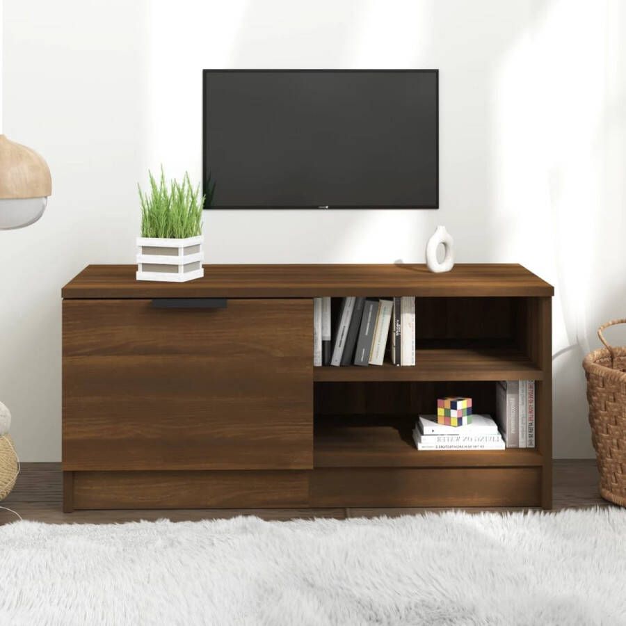 VidaXL -Tv-meubel-80x35x36 5-cm-bewerkt-hout-bruineikenkleurig - Foto 1