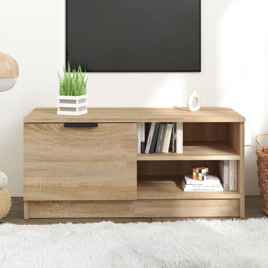 VidaXL -Tv-meubel-80x35x36 5-cm-bewerkt-hout-sonoma-eikenkleurig - Foto 3