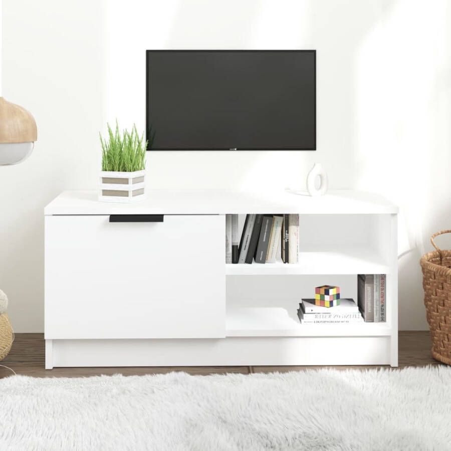 VidaXL -Tv-meubel-80x35x36 5-cm-bewerkt-hout-wit