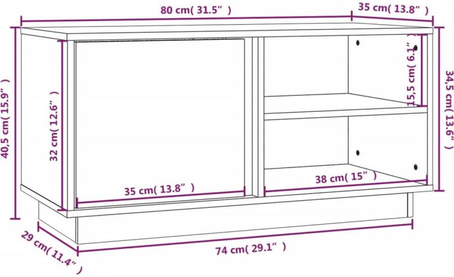 VidaXL -Tv-meubel-80x35x40 5-cm-massief-grenenhout - Foto 4