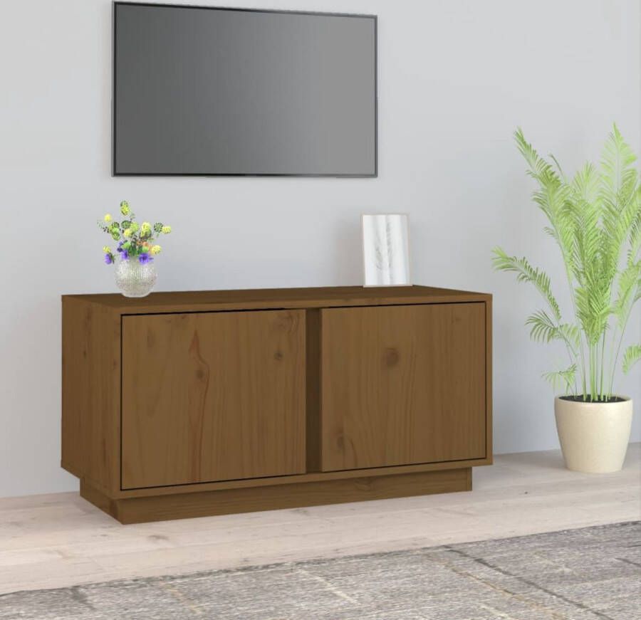 VidaXL -Tv-meubel-80x35x40 5-cm-massief-grenenhout-honingbruin - Foto 3