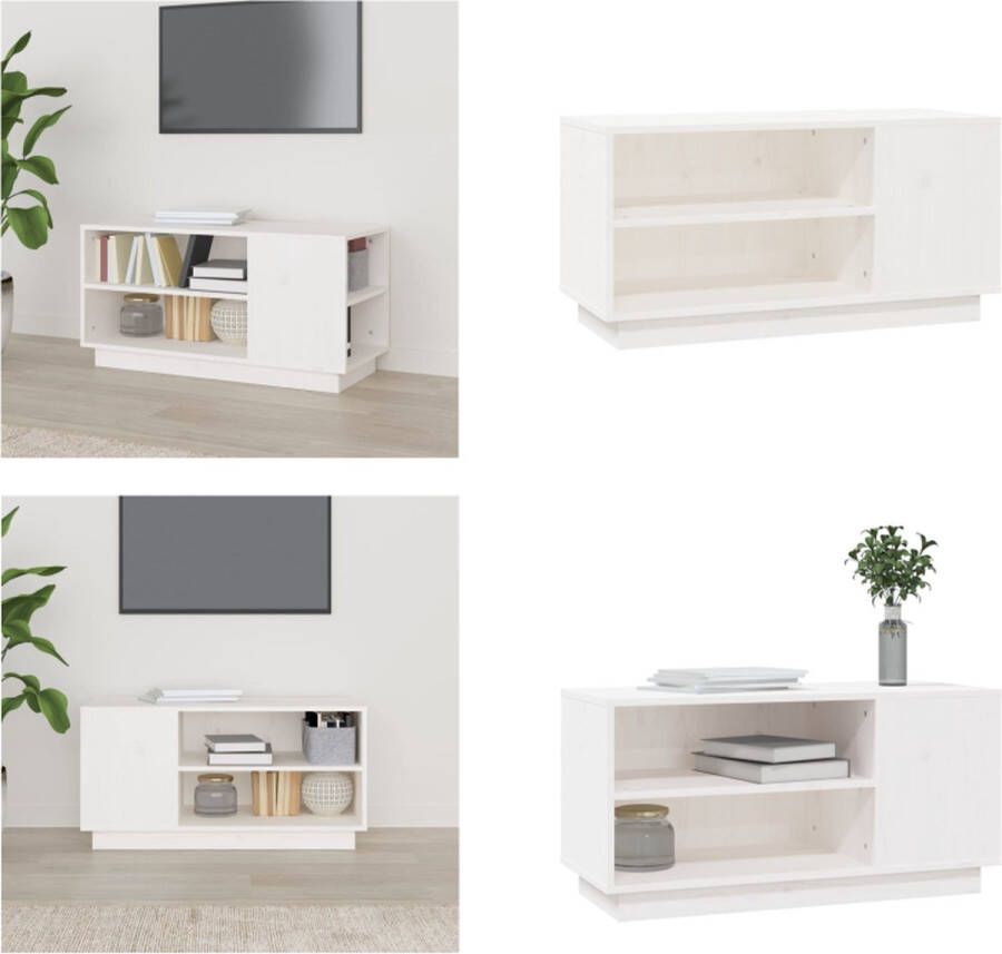 VidaXL Tv-meubel 80x35x40 5 cm massief grenenhout wit Tv-kast Tv-kasten Tv-meubel Hifi-meubel