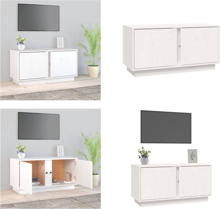 VidaXL Tv-meubel 80x35x40-5 cm massief grenenhout wit Tv Kast Tv Kasten Tv Meubel Tv Meubels
