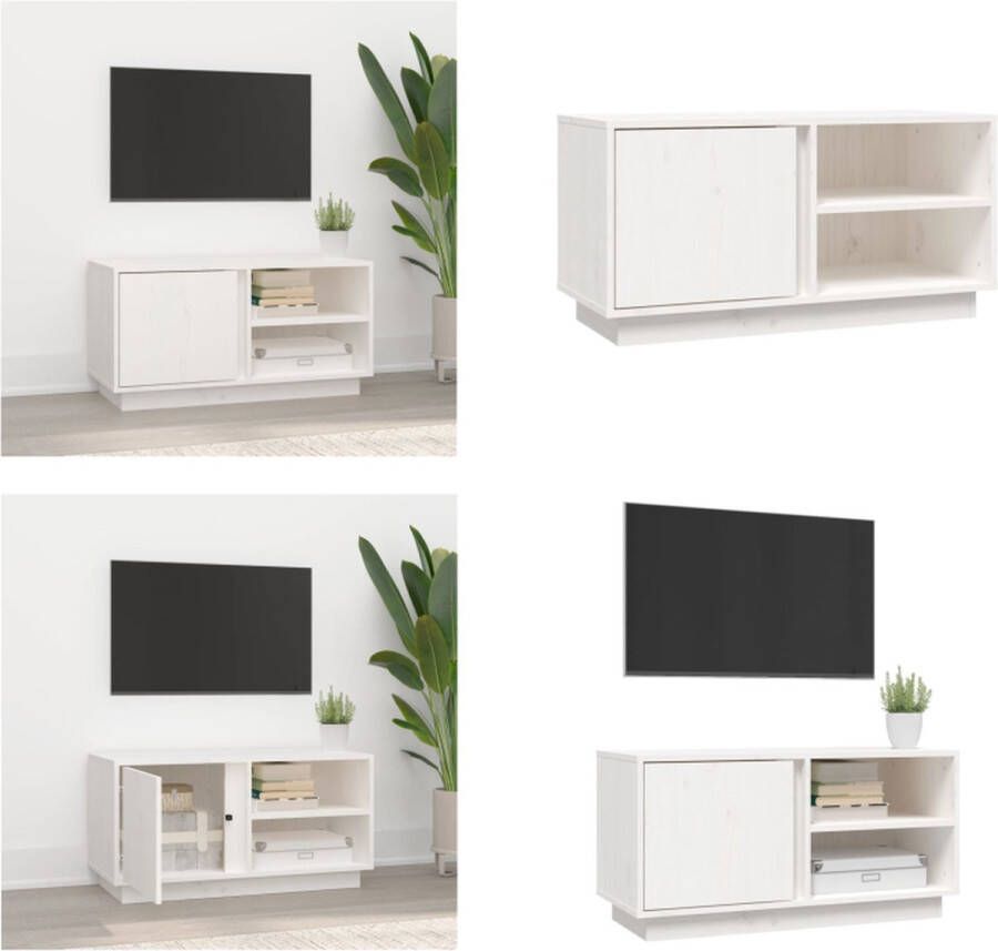 VidaXL Tv-meubel 80x35x40-5 cm massief grenenhout wit Tv Meubel Tv Meubels Tv Kast Tv Kasten