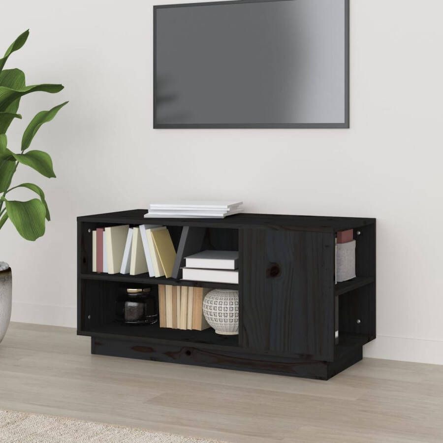 VidaXL -Tv-meubel-80x35x40 5-cm-massief-grenenhout-zwart