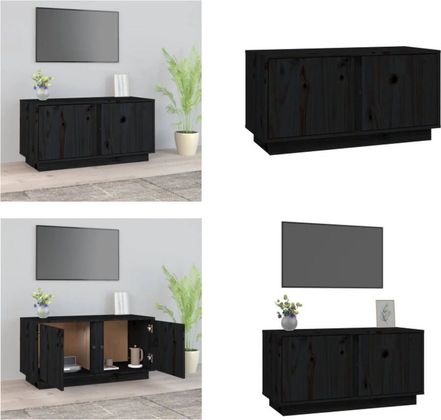 VidaXL Tv-meubel 80x35x40-5 cm massief grenenhout zwart Tv Kast Tv Kasten Tv Meubel Tv Meubels
