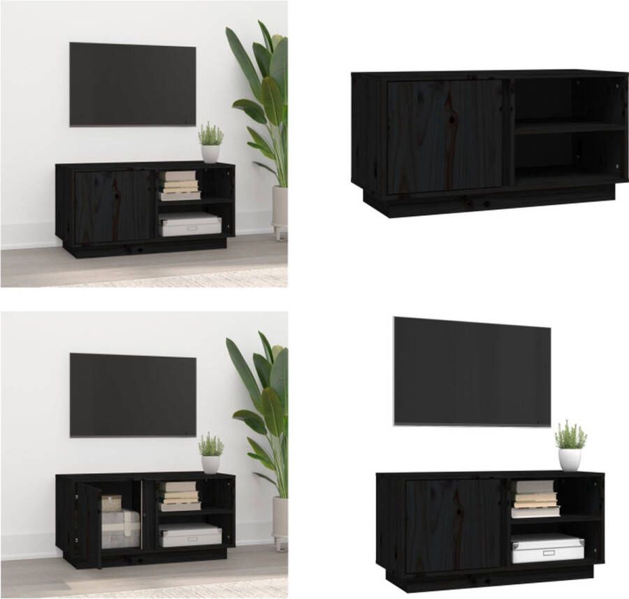 VidaXL Tv-meubel 80x35x40-5 cm massief grenenhout zwart Tv Meubel Tv Meubels Tv Kast Tv Kasten