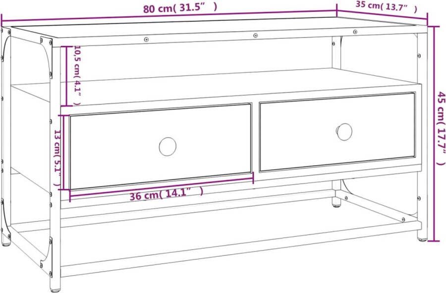 VidaXL -Tv-meubel-80x35x45-cm-bewerkt-hout-gerookt-eikenkleurig - Foto 1