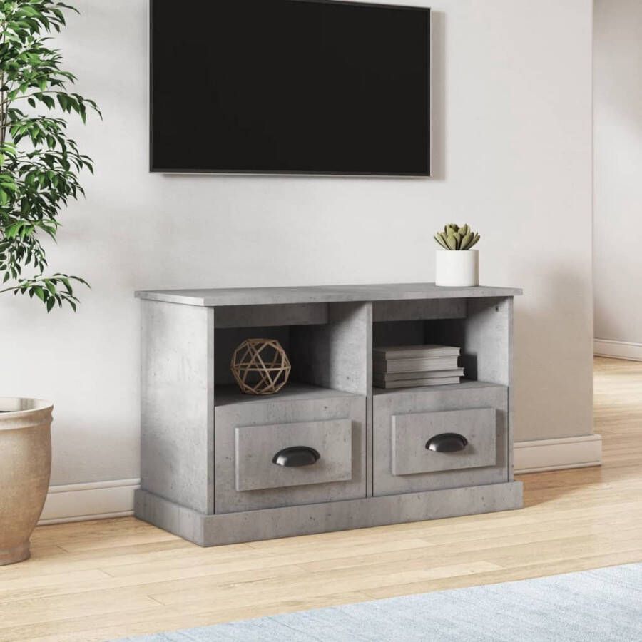 VidaXL -Tv-meubel-80x35x50-cm-bewerkt-hout-betongrijs - Foto 3