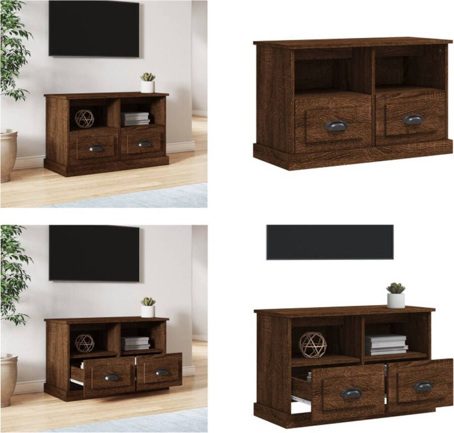 VidaXL Tv-meubel 80x35x50 cm bewerkt hout bruineikenkleurig Tv-kast Tv-kasten Tv-meubel Hifi-meubel