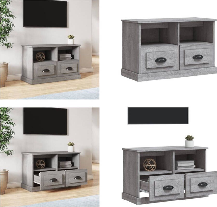 VidaXL Tv-meubel 80x35x50 cm bewerkt hout grijs sonoma eikenkleurig Tv-kast Tv-kasten Tv-meubel Hifi-meubel