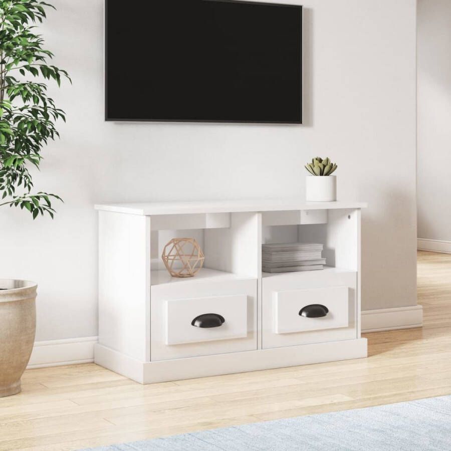 VidaXL -Tv-meubel-80x35x50-cm-bewerkt-hout-hoogglans-wit