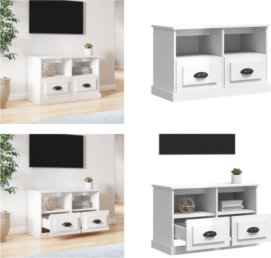 VidaXL Tv-meubel 80x35x50 cm bewerkt hout hoogglans wit Tv-kast Tv-kasten Tv-meubel Hifi-meubel