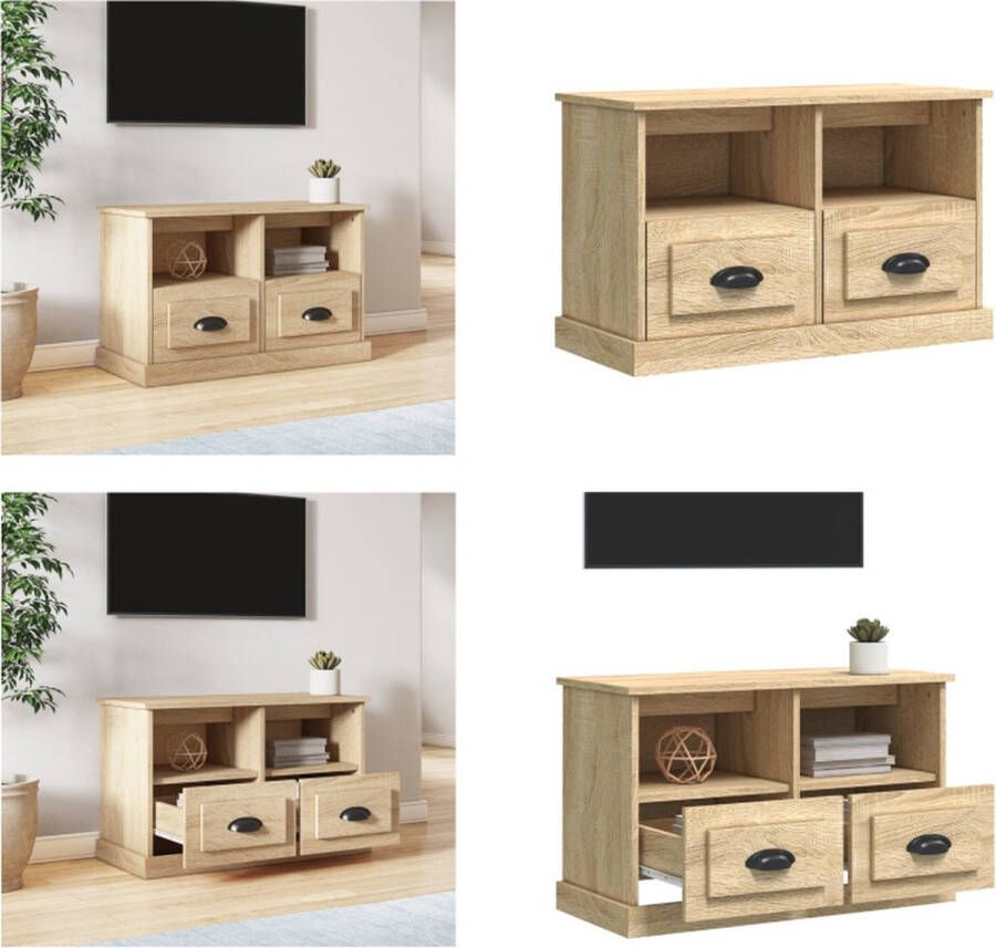 VidaXL Tv-meubel 80x35x50 cm bewerkt hout sonoma eikenkleurig Tv-kast Tv-kasten Tv-meubel Hifi-meubel