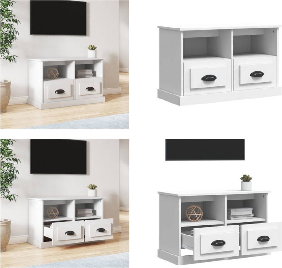 VidaXL Tv-meubel 80x35x50 cm bewerkt hout wit Tv-kast Tv-kasten Tv-meubel Hifi-meubel