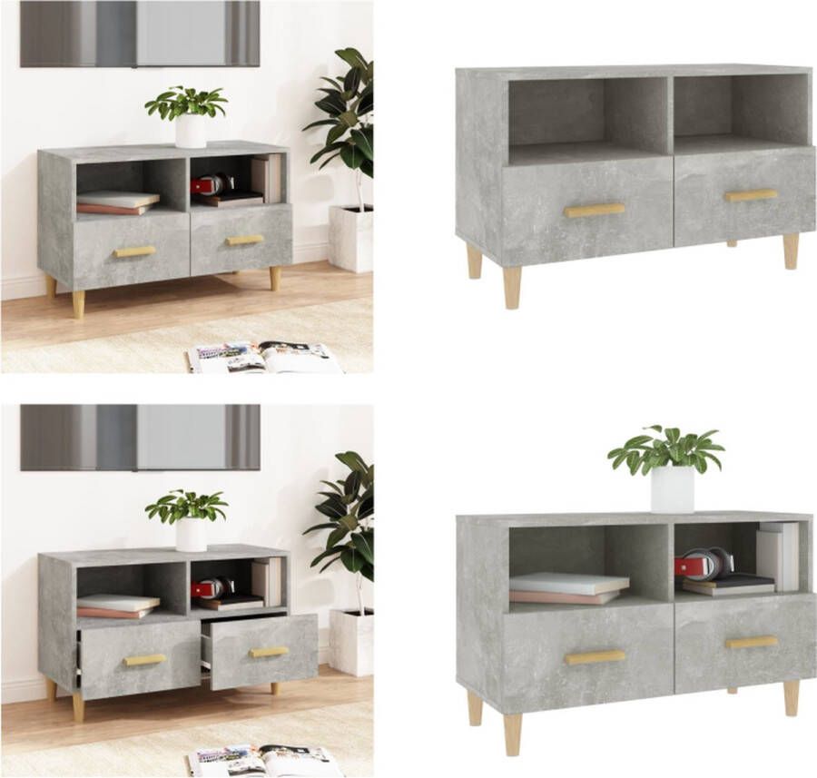 VidaXL Tv-meubel 80x36x50 cm bewerkt hout betongrijs Tv-kast Tv-kasten Tv-meubel Hifi-meubel