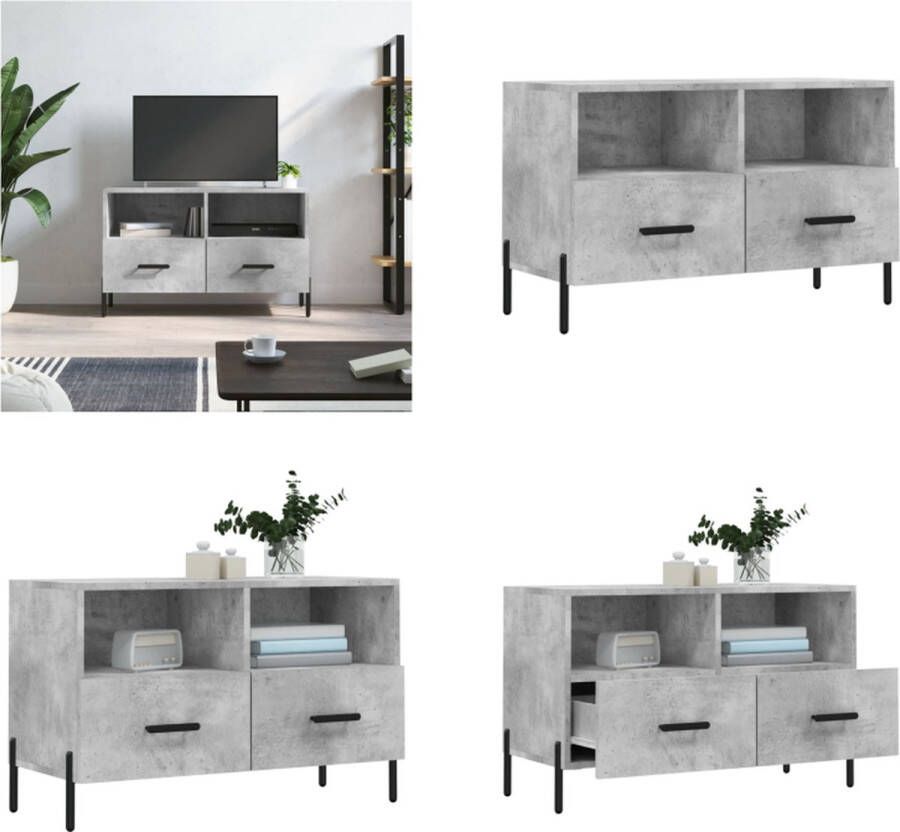 VidaXL Tv-meubel 80x36x50 cm bewerkt hout betongrijs Tv-meubel Tv-meubelen Tv Kast Opbergkast