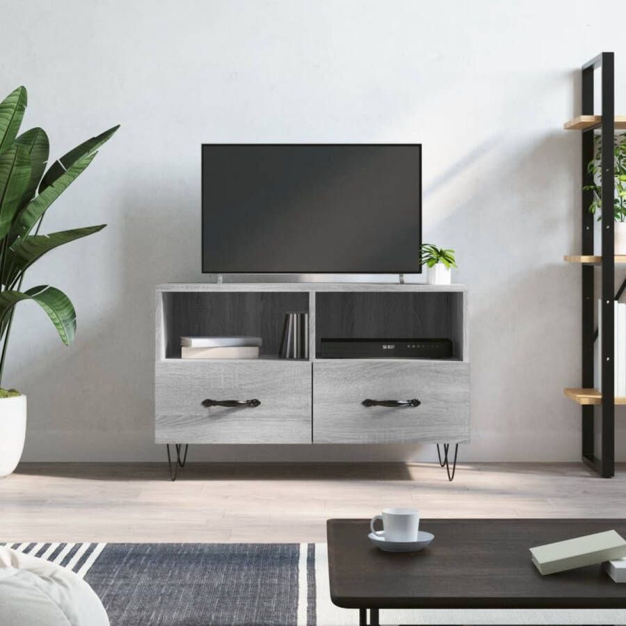 Prolenta Premium INFIORI Tv-meubel 80x36x50 cm bewerkt hout grijs sonoma eikenkleurig - Foto 2