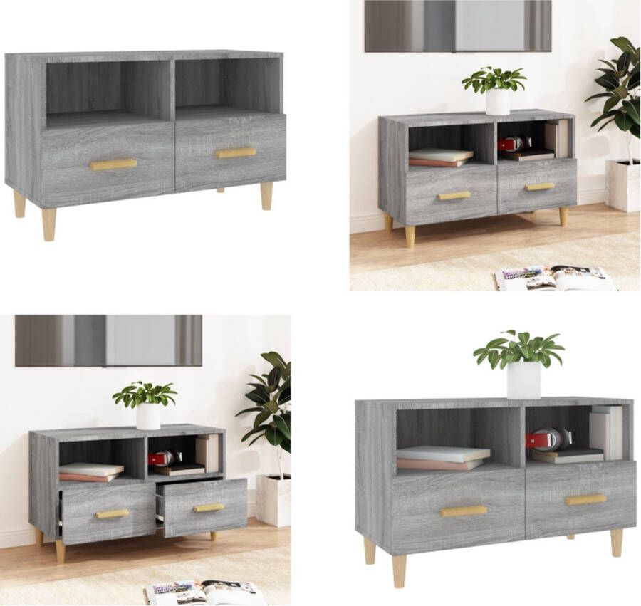 VidaXL Tv-meubel 80x36x50 cm bewerkt hout grijs sonoma eikenkleurig Tv-kast Tv-kasten Tv-meubel Hifi-meubel