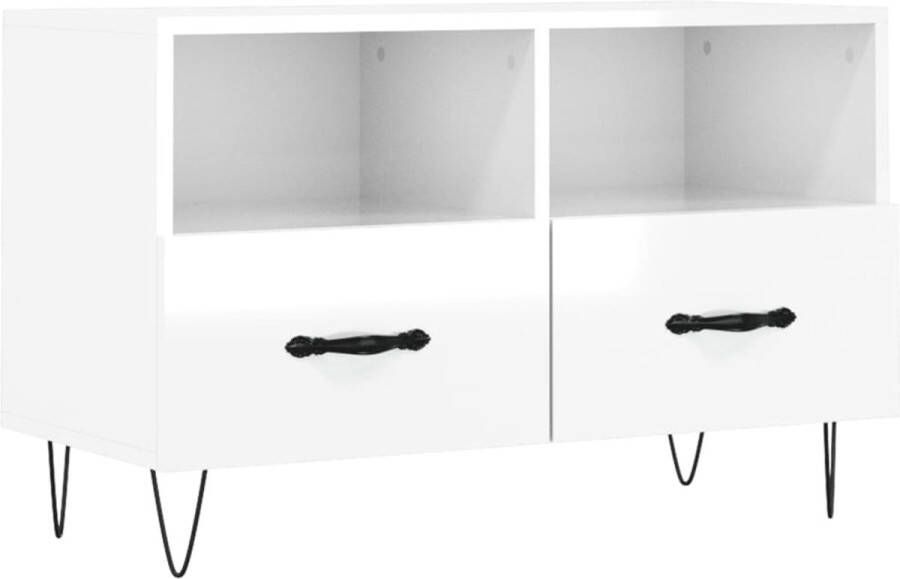 VidaXL -Tv-meubel-80x36x50-cm-bewerkt-hout-hoogglans-wit - Foto 2