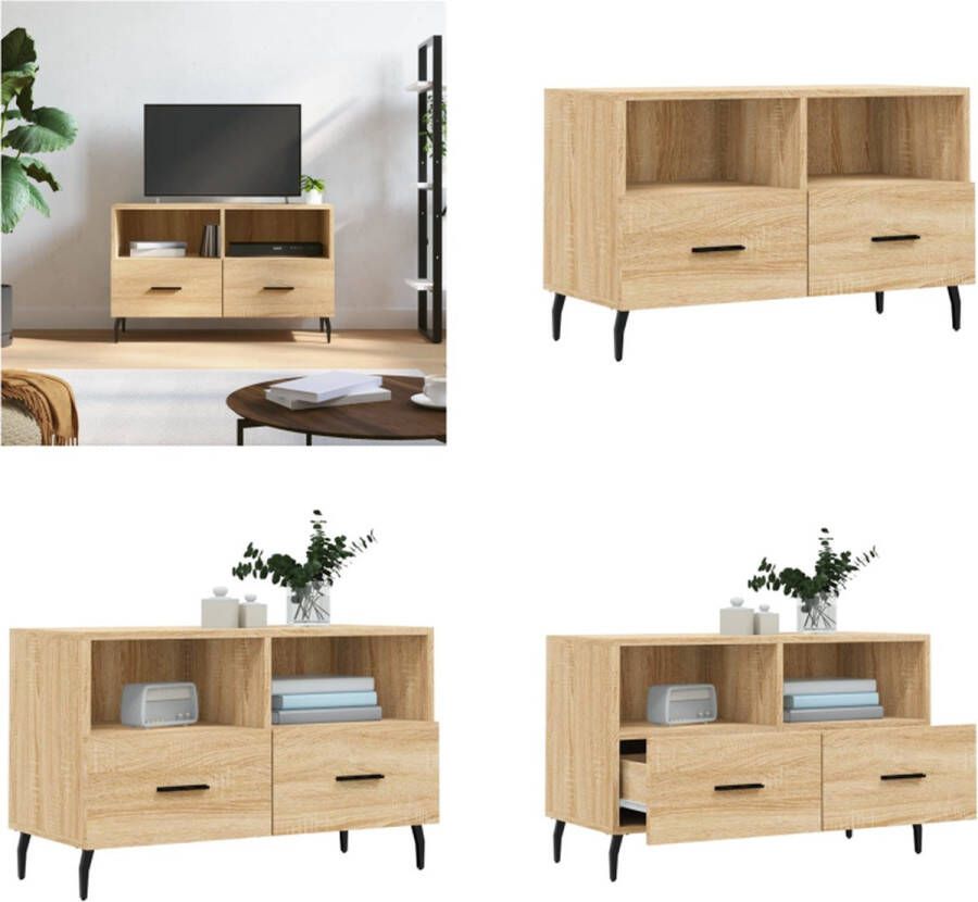 vidaXL Tv-meubel 80x36x50 cm bewerkt hout sonoma eiken Tv-meubel Tv-meubelen Tv Kast Opbergkast