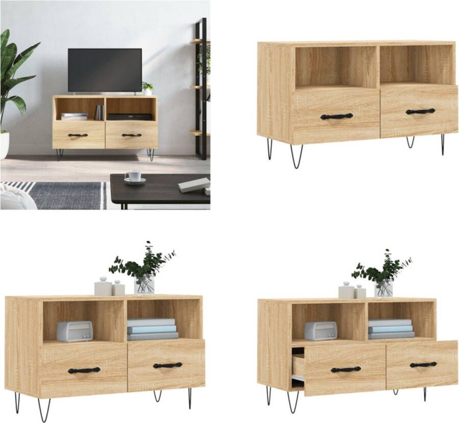 vidaXL Tv-meubel 80x36x50 cm bewerkt hout sonoma eiken Tv-meubel Tv-meubelen Tv Kast Opbergkast