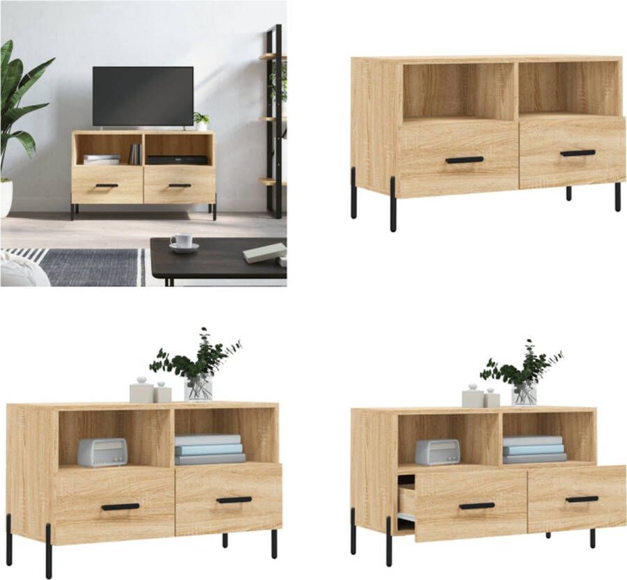 VidaXL Tv-meubel 80x36x50 cm bewerkt hout sonoma eiken Tv-meubel Tv-meubelen Tv Kast Opbergkast