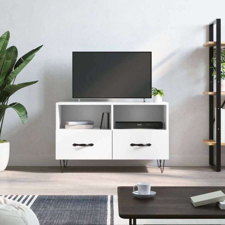 VidaXL -Tv-meubel-80x36x50-cm-bewerkt-hout-wit - Foto 3