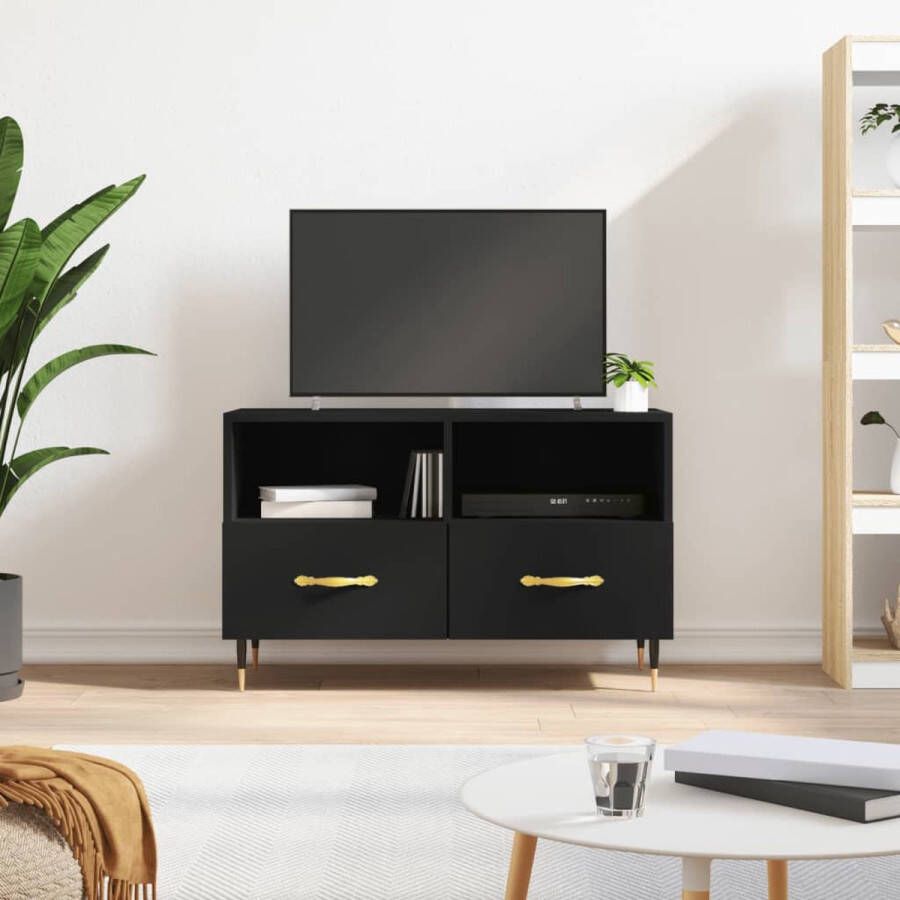 VidaXL -Tv-meubel-80x36x50-cm-bewerkt-hout-zwart - Foto 2