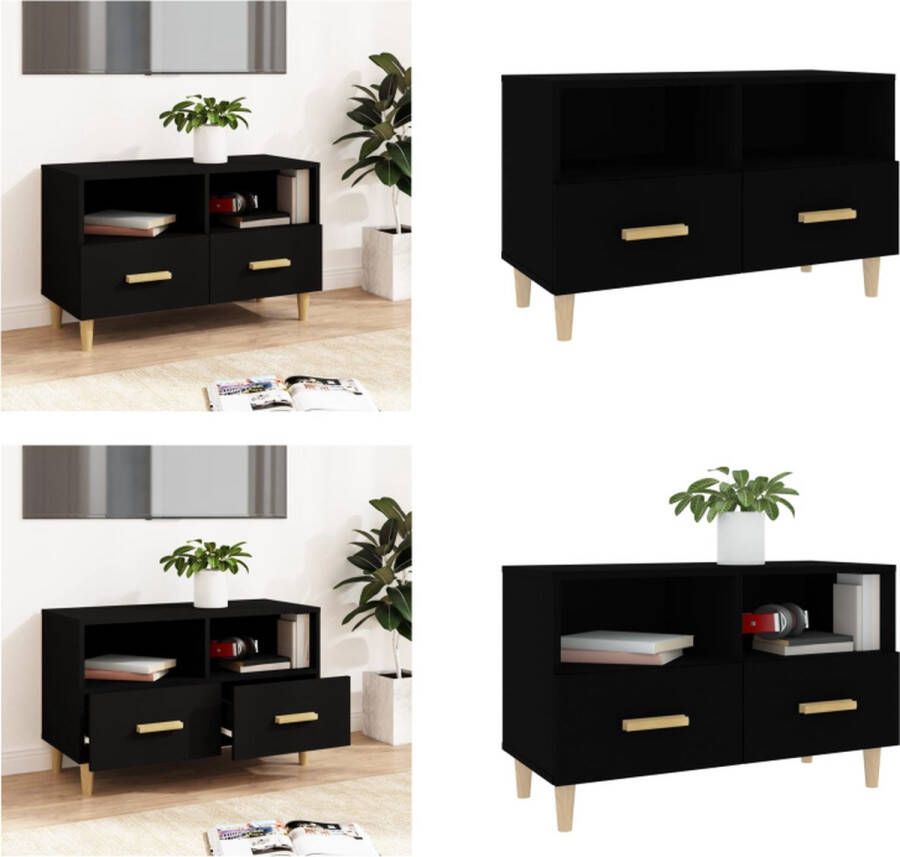VidaXL Tv-meubel 80x36x50 cm bewerkt hout zwart Tv-kast Tv-kasten Tv-meubel Hifi-meubel