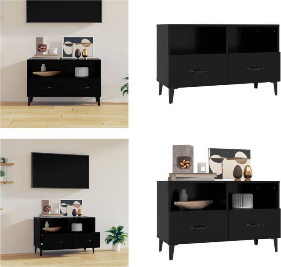 VidaXL Tv-meubel 80x36x50 cm bewerkt hout zwart Tv-kast Tv-kasten Tv-meubel Hifi-meubel