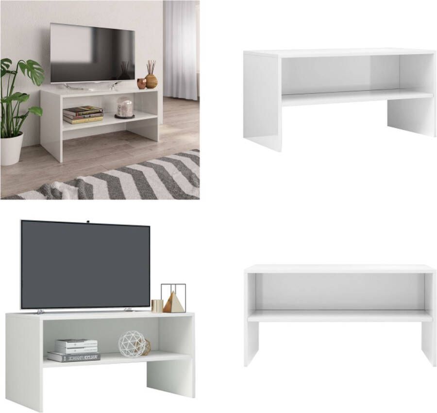 VidaXL Tv-meubel 80x40x40 cm bewerkt hout hoogglans wit Tv-meubel Tv-meubels Tv-meubelen Tv-meubilair