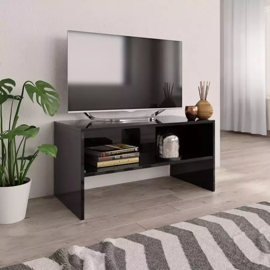 VidaXL Tv-meubel 80x40x40 cm bewerkt hout hoogglans zwart - Foto 1