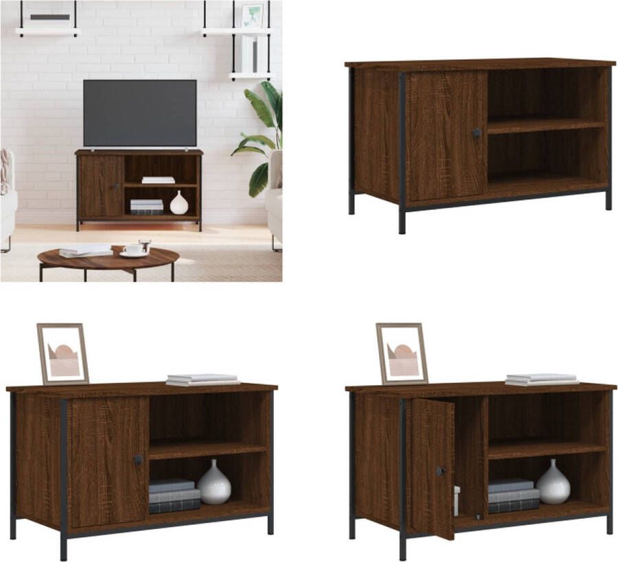 VidaXL Tv-meubel 80x40x50 cm bewerkt hout bruineikenkleurig Tv-meubel Tv-meubels Kast Dressoir