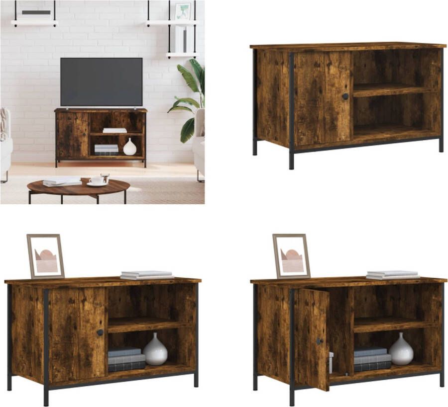 VidaXL Tv-meubel 80x40x50 cm bewerkt hout gerookt eikenkleurig Tv-meubel Tv-meubels Kast Dressoir
