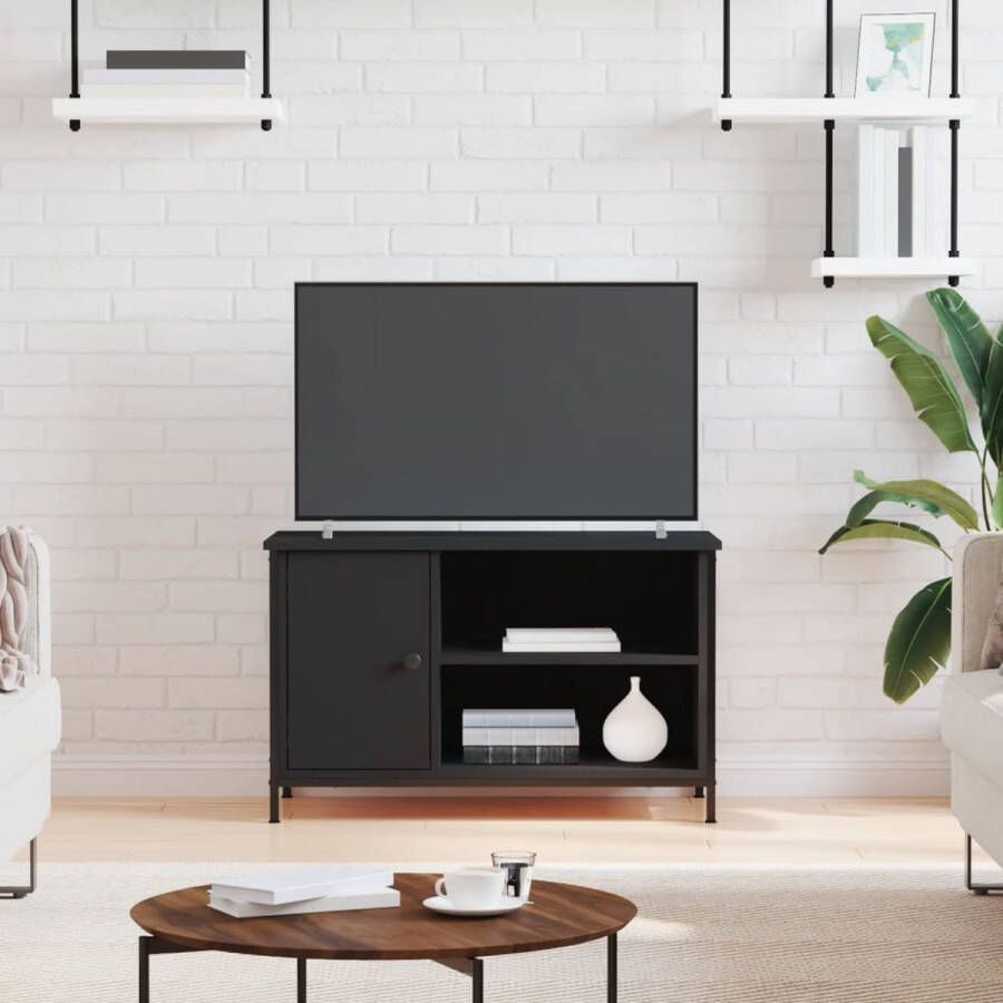 VidaXL -Tv-meubel-80x40x50-cm-bewerkt-hout-zwart - Foto 2