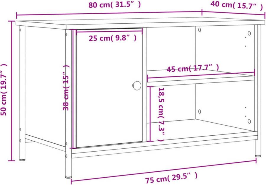 VidaXL -Tv-meubel-80x40x50-cm-bewerkt-hout-zwart - Foto 1