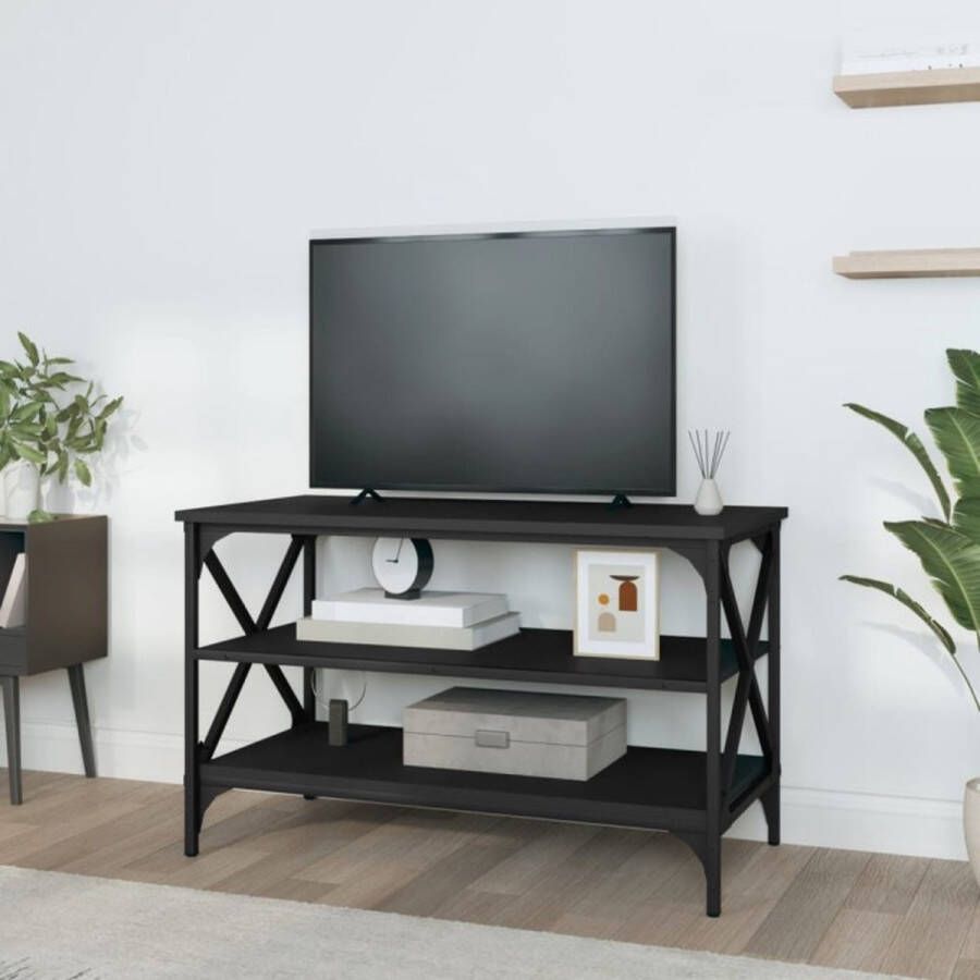 VidaXL -Tv-meubel-80x40x50-cm-bewerkt-hout-zwart - Foto 3