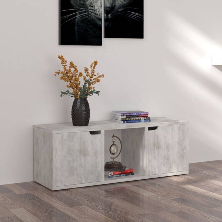 VidaXL -Tv-meubel-88 5x27 5x30 5-cm-bewerkt-hout-betongrijs