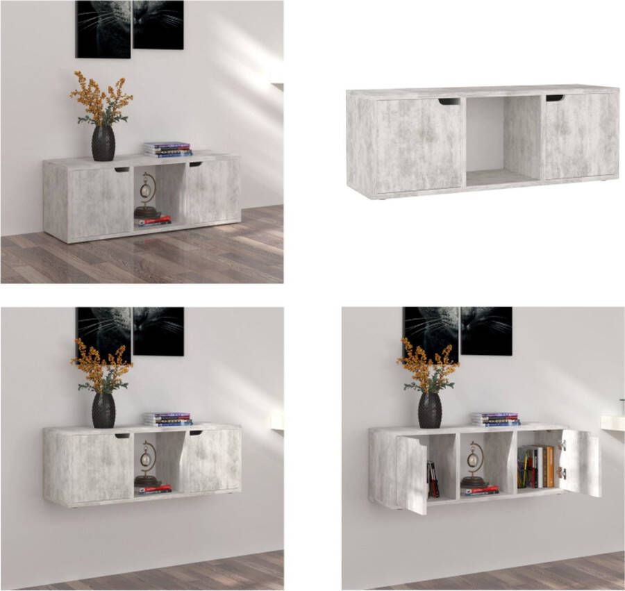 VidaXL Tv-meubel 88-5x27-5x30-5 cm spaanplaat betongrijs Tv-meubel Tv-meubels Tv-meubelen Tv-meubilair