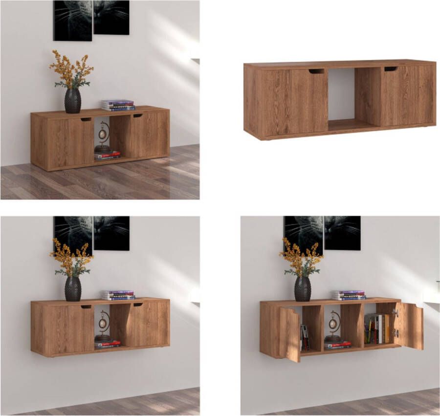 VidaXL Tv-meubel 88-5x27-5x30-5 cm spaanplaat bruin eiken Tv-meubel Tv-meubels Tv-meubelen Tv-meubilair