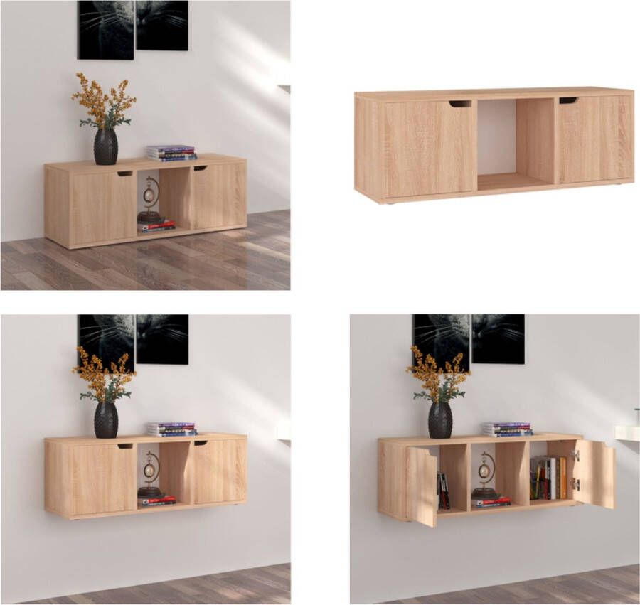 VidaXL Tv-meubel 88-5x27-5x30-5 cm spaanplaat sonoma eikenkleurig Tv-meubel Tv-meubels Tv-meubelen Tv-meubilair