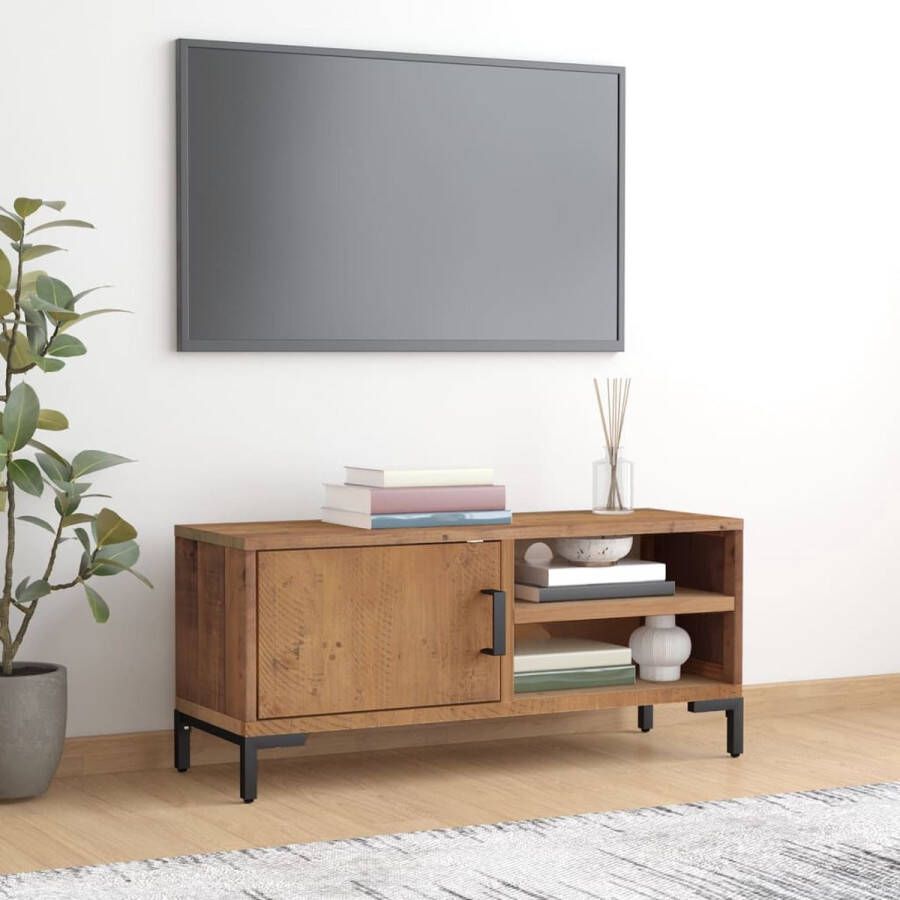 VidaXL -Tv-meubel-90x30x40-cm-gerecycled-massief-grenenhout-bruin - Foto 2