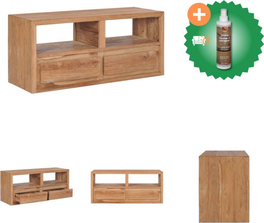 VidaXL Tv-meubel 90x30x40 cm massief teakhout Kast Inclusief Houtreiniger en verfrisser