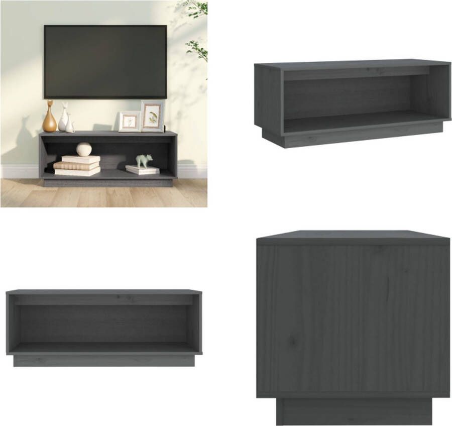 VidaXL Tv-meubel 90x35x35 cm massief grenenhout grijs Tv-kast Tv-kasten Tv-meubel Hifi-meubel