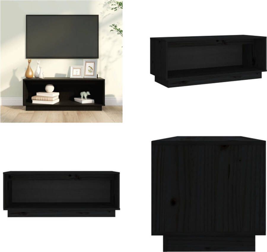 VidaXL Tv-meubel 90x35x35 cm massief grenenhout zwart Tv-kast Tv-kasten Tv-meubel Hifi-meubel