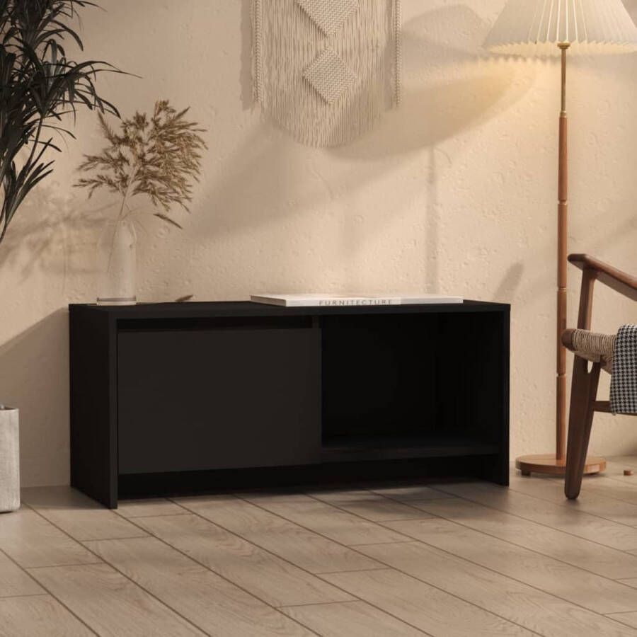 VIDAXL Tv-meubel 90x35x40 cm bewerkt hout zwart