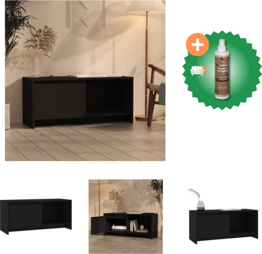 VidaXL Tv-meubel 90x35x40 cm spaanplaat zwart Kast Inclusief Houtreiniger en verfrisser